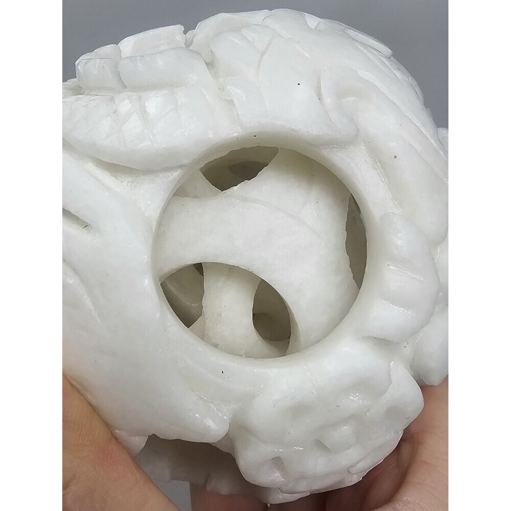 Hand Carved White Soapstone Linglong Generation Chinese Nesting Puzzle Ball - Picture 7 of 10